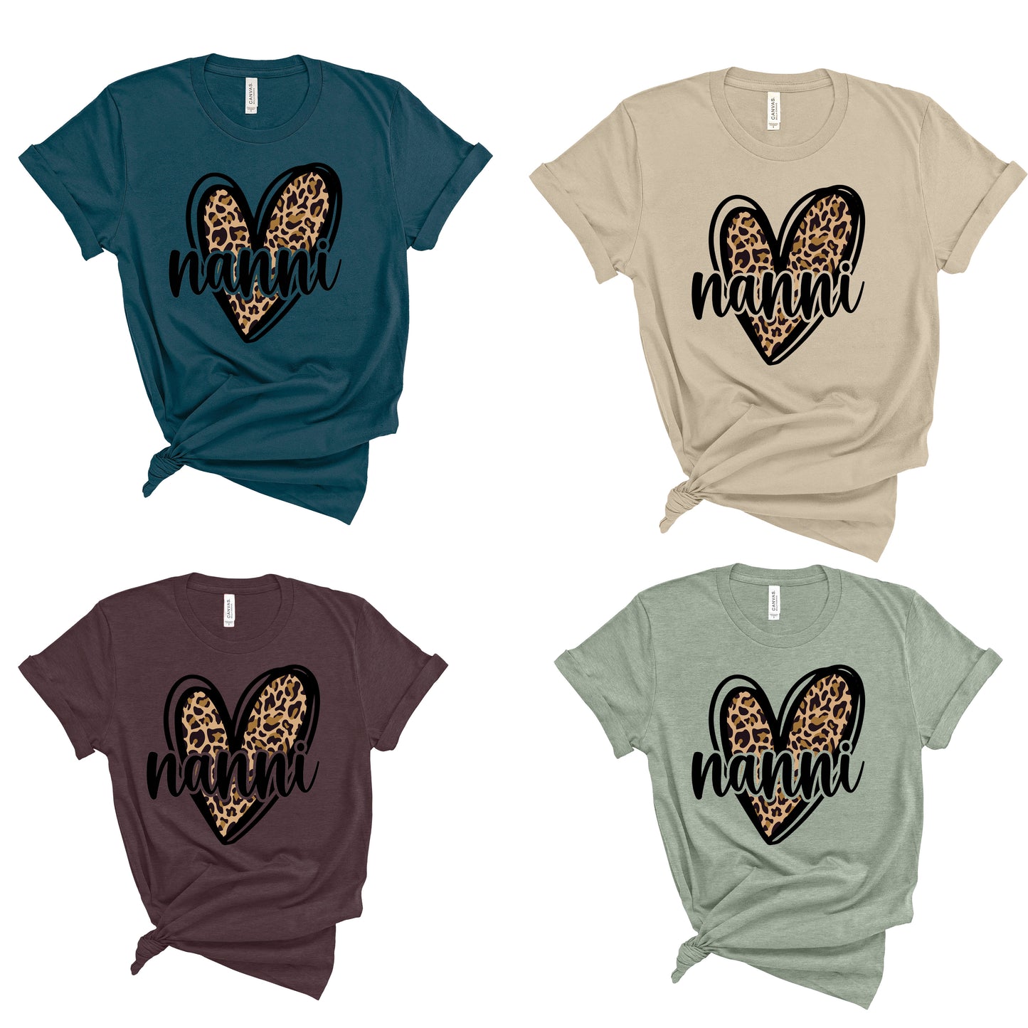 Custom Leopard Heart Name Nanni